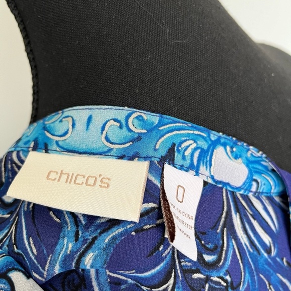 Chico Blue Patterned Women's Top size 0 - Picture 5 of 5
